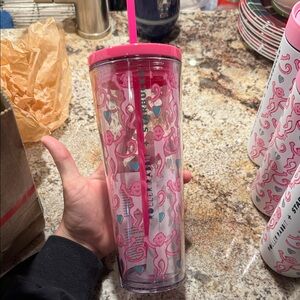 Starbucks Pink Monkey Tumbler with Straw